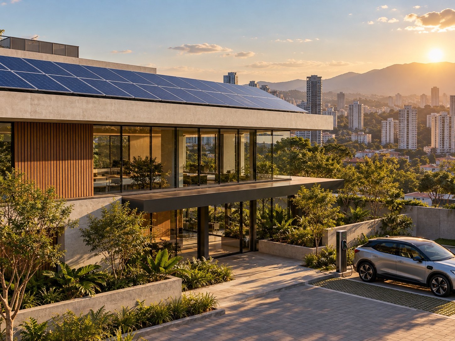 Arquitetura urbana integrada à geração solar e à infraestrutura de recarga elétrica